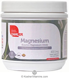 Zahlers Kosher Bioactive Magnesium Citrate Powder - Natural Citrus Flavor 7 OZ